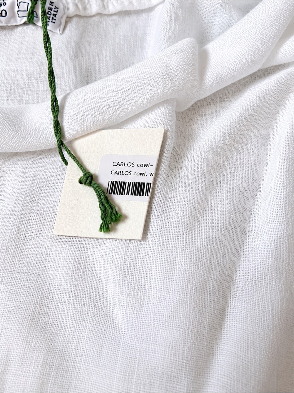 Made in Italy 100% Linen White Sleeveless Cowl Neck Top One Size NWT - Picture 4 of 5